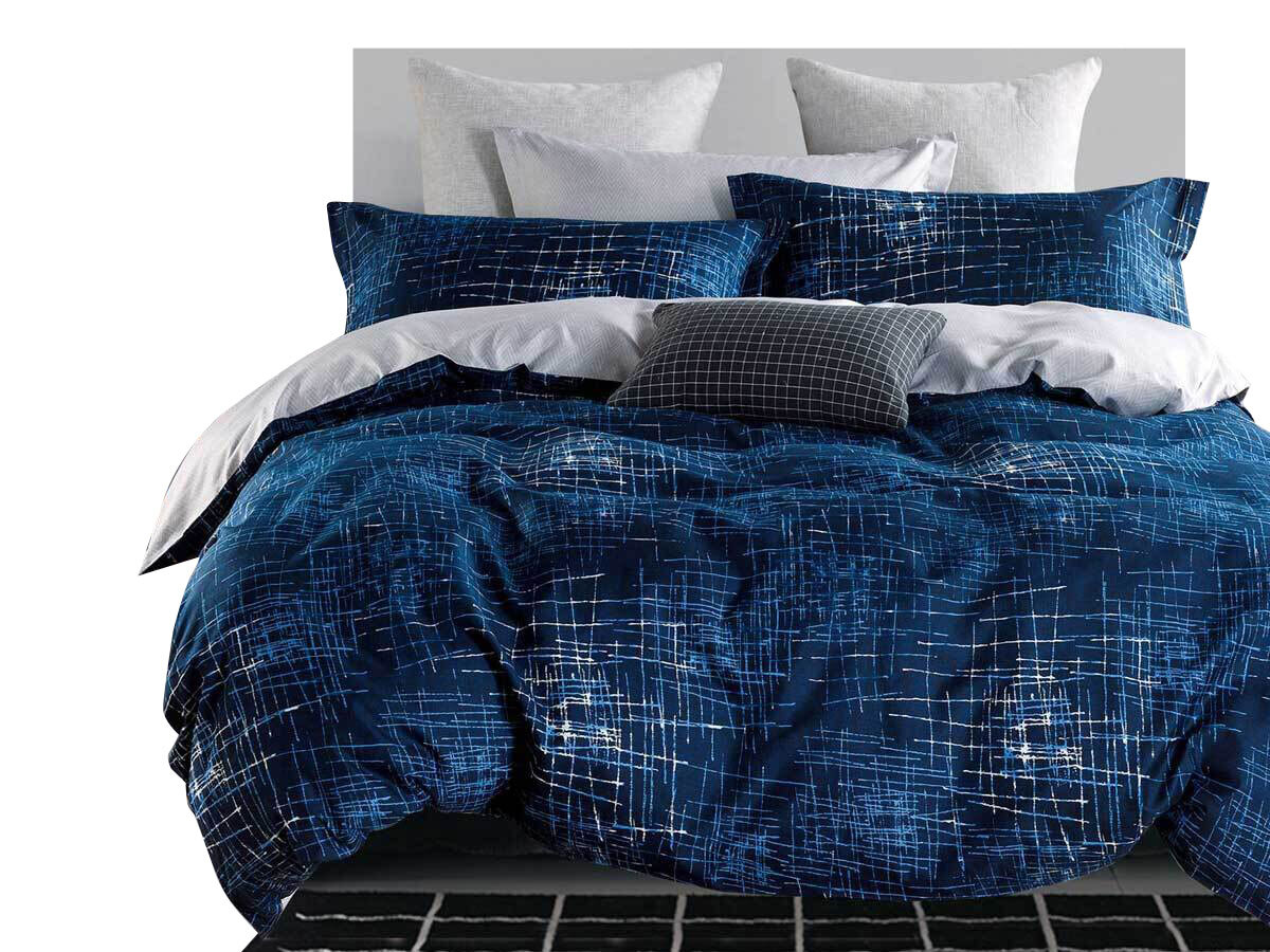 Modern Milton Navy blue Quilt Cover Set in Queen / King size eBay