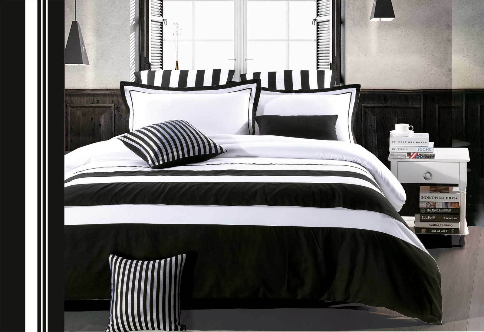 Luxton Ross Black White Striped Quilt Cover Set Manchester Direct