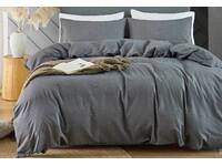 King Size Washed Cotton Grey Quilt Cover Set