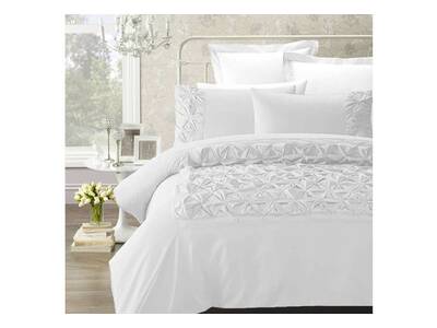 Phase2 White Claudia Blush Quilt Cover Set King Queen Size Duvet