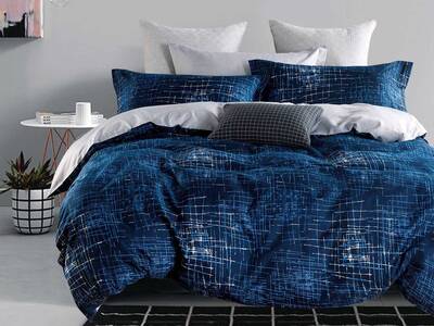 Luxton Navy Blue Milton Quilt Cover Set Manchester Direct