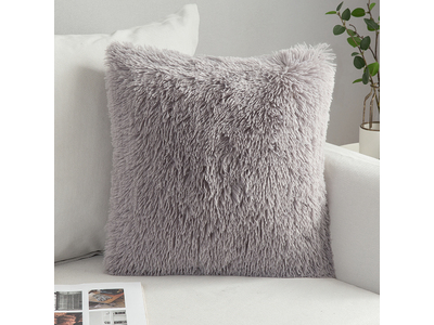 Long Pile Faux Fur Cushion Cover - Grey