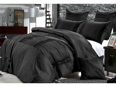 Florence Black Queen Quilt Cover Set King Size Duvet Cover Set